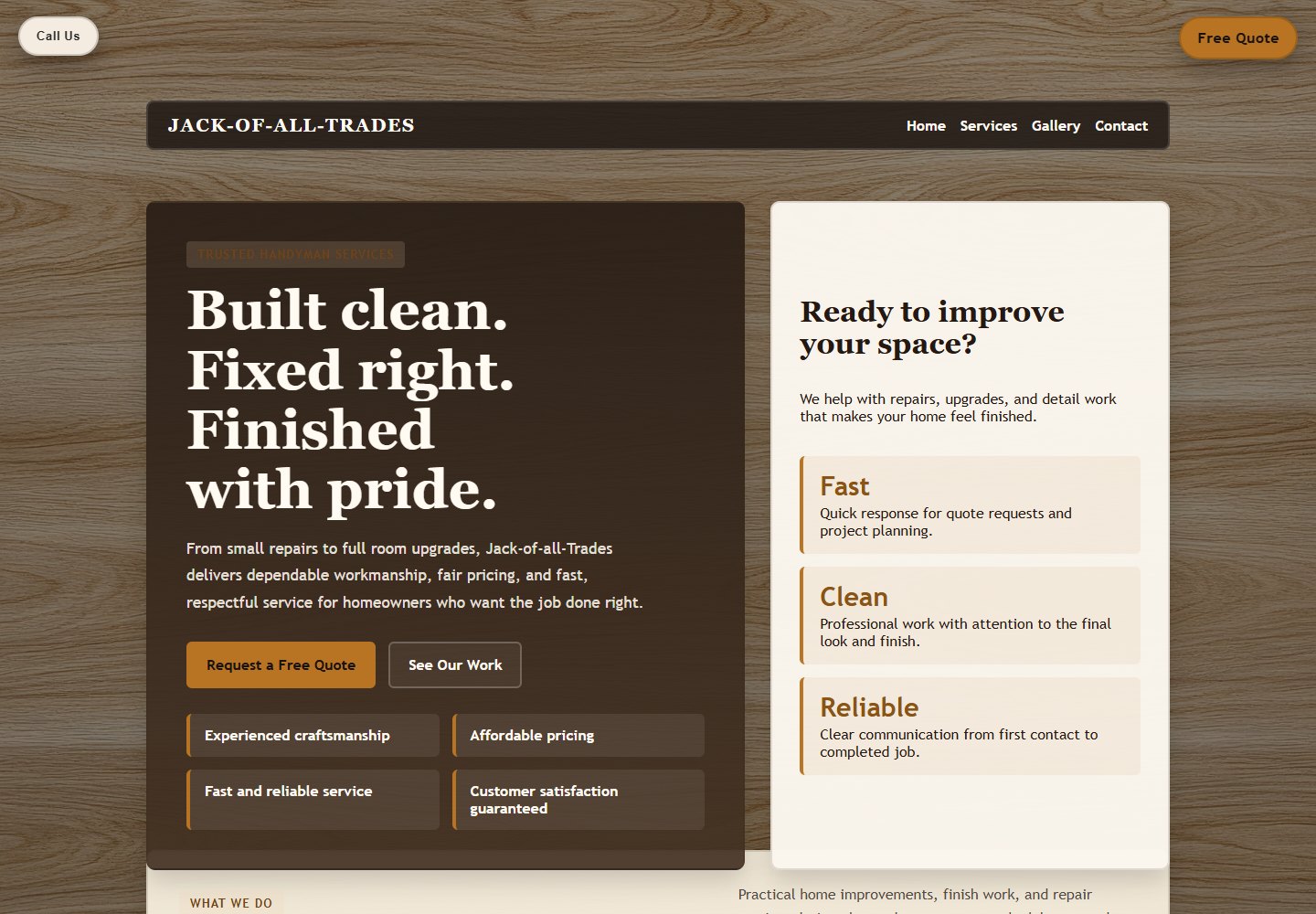 Handyman service website preview