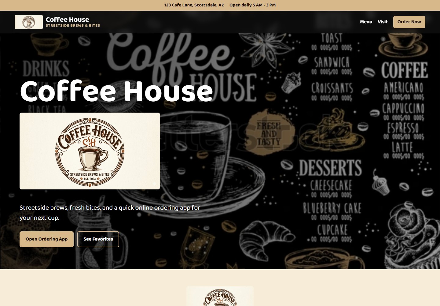 Street Side Cafe website preview